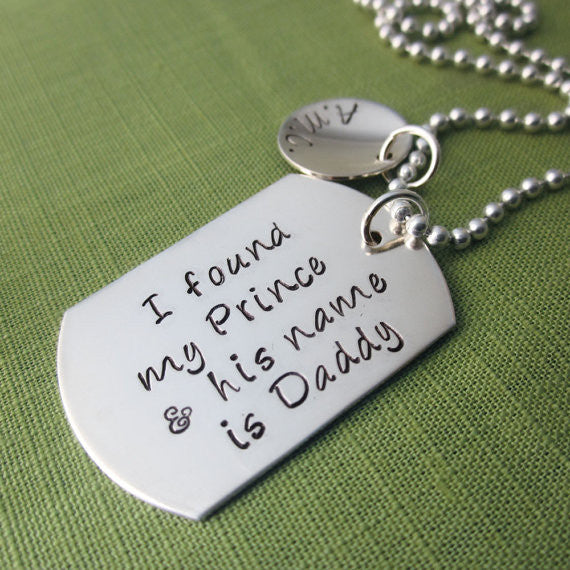 I Found My Prince Daddy Necklace with Name Pendant in Sterling Silver aka originals